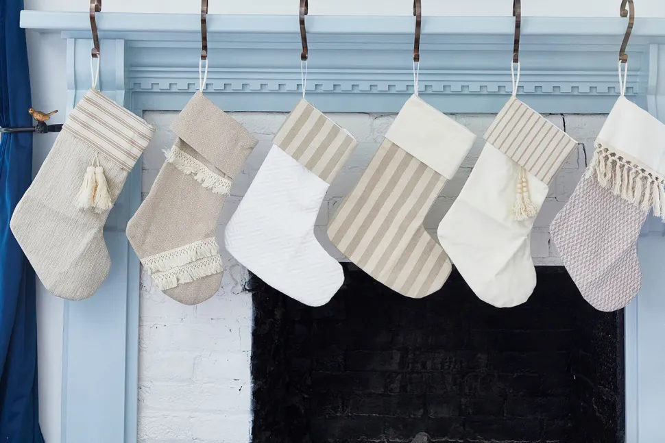 Beige Stocking with Brown Stripes