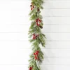 5' Berry Pine with Pinecones Garland