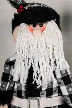 32” Black and White Buffalo Check Santa and Snowman Plush Figurine