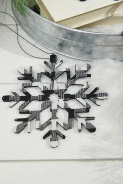6” Black And White Buffalo Check Snowflake Ornament