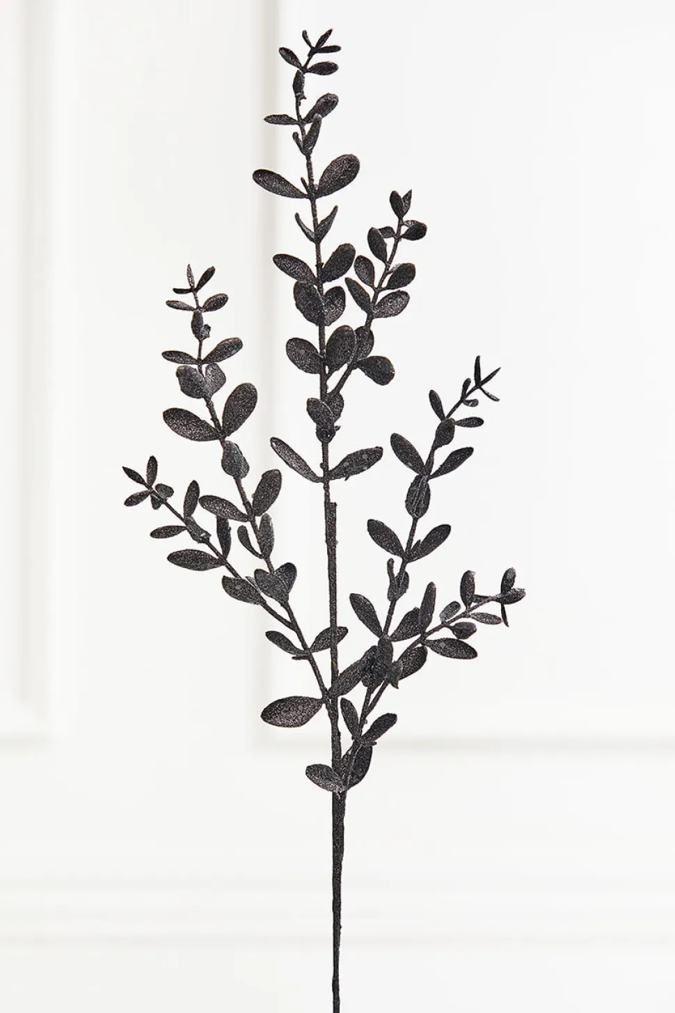 30" Black Glitter Eucalyptus Spray