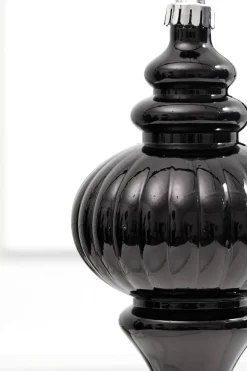 10" Black Metallic Finial Ornament