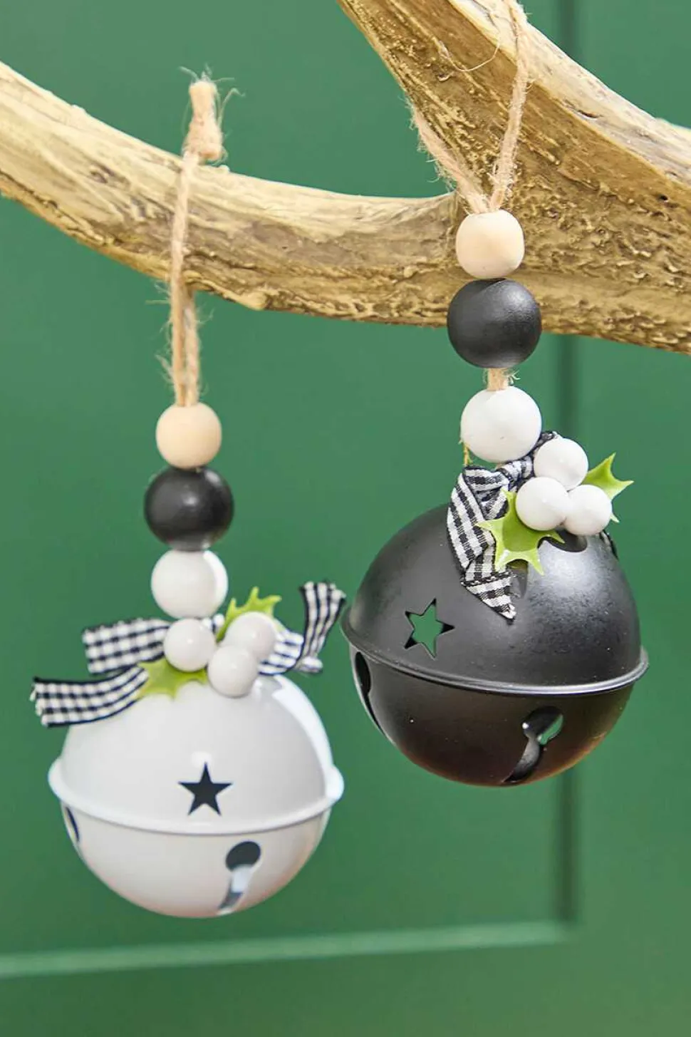 3" Black & White Metal Bell Ornament