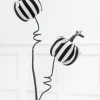 26" Black & White Striped Halloween Pumpkin Spray