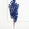 33" Blue Flocked Berry Spray