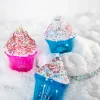 4” B/O Lighted Mercury Glass Cupcake Ornaments with Remote Control Set of 6