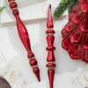 12" Burgundy Glass with Jewel Band Icicle Ornament