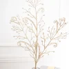 34" Champagne Glitter Lace Leaf Spray