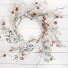 24” Christmas Flocked Pine Wreath with Jingle Bells