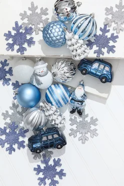 Christmas Shatterproof 25 Piece Assortment - Silver, Blue