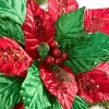 22" Classic Christmas Velvet Poinsettia Stem