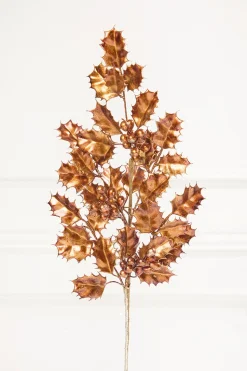 27" Copper Metallic Holly Berry Stem