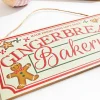 12" Cream Red Green Brown "Gingerbread Bakery" Sign