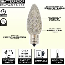 C9 Wonderful LED SMD Bulb (25 bulbs/bag) - Faceted, Pure White