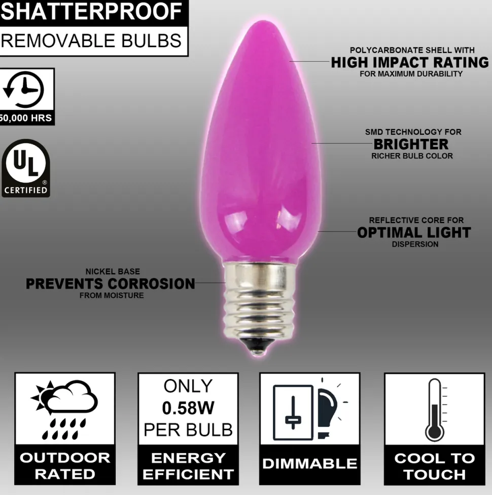 C9 Wonderful LED SMD Bulb (25 bulbs/bag) - Frosted, Pink