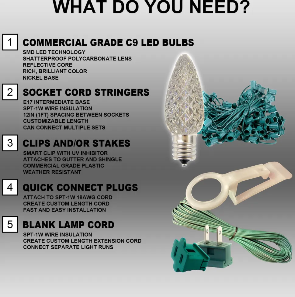 C9 Wonderful LED SMD Bulb (25 bulbs/bag) - Faceted, Cool White