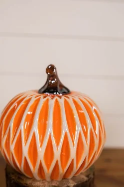 6” Dolomite Harvest Pumpkin Decor