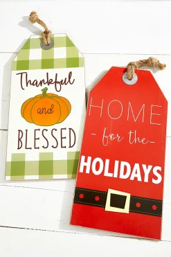 15.75” Double Sided Holiday Wall Decor