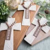 7.5" Embossed Cross With Beads Ornament