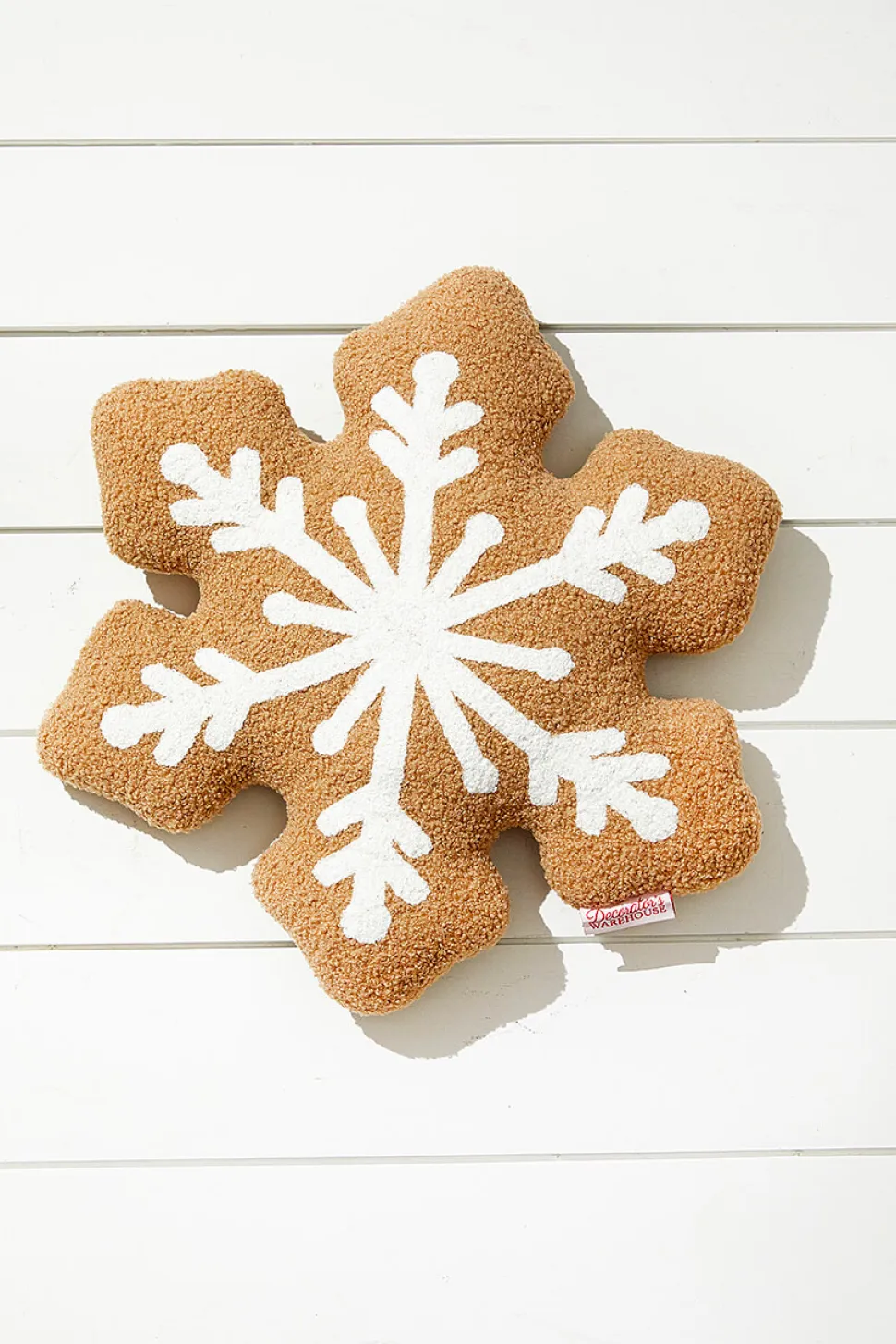 Embroidery Snowflake Pillow - Brown