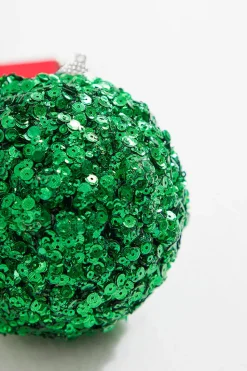 4” Emerald Sequins & Jewels Ball Ornament
