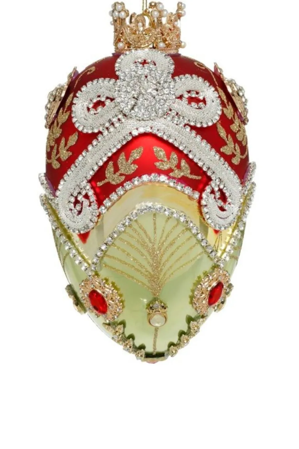 7" Faberge Jewel Egg Ornament , Green/Red - Mark Roberts