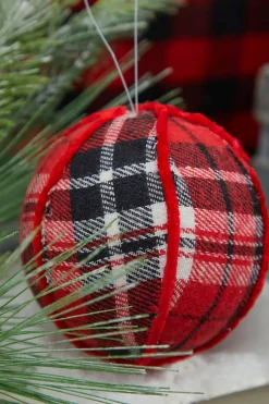 4” Fabric Plaid Ball Ornament