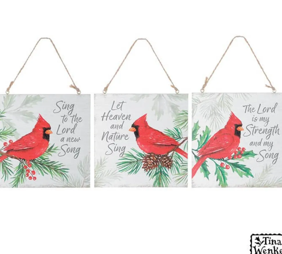 5" Flat Ornament with Cardinals and Sentiments