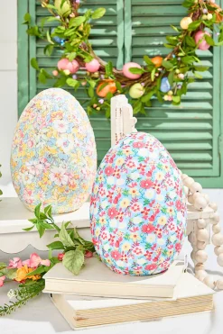10" Floral Fabric Egg