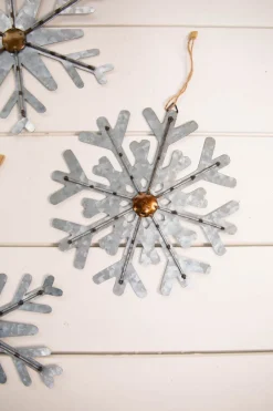 8” Galvanized Metal Snowflake Ornament