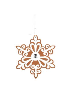 9” Gingerbread White Snowflake Ornament