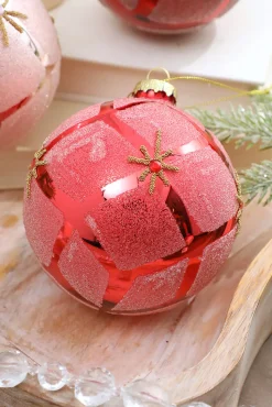 4” Glass Diamond Ball Ornament