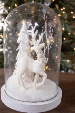 Glass Light Up Reindeer Cloche