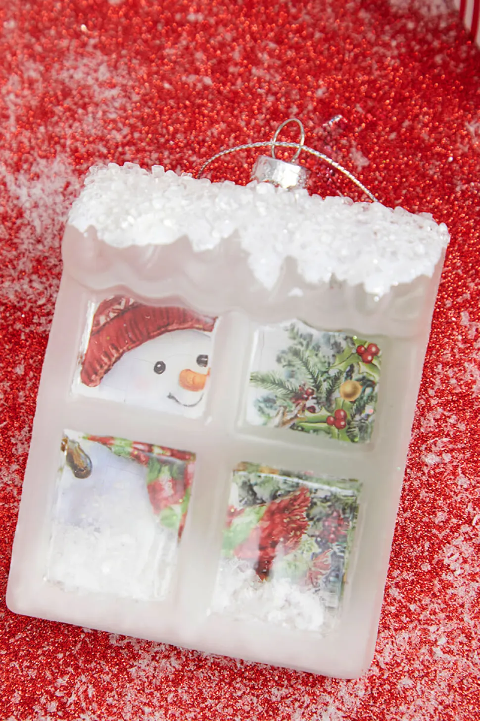 4.5” Glass Snowman in Window Ornament
