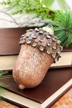 4.5" Glass Winter Acorn Ornament