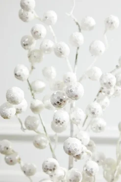 29” Glitter Crabapple Spray - White
