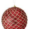 6” Glittered 2 Tone Net Ball Christmas Ornaments - Red/Gold