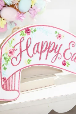 15” Glitter Happy Easter Banner Sign