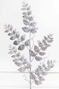 35” Glitter/Mica Later Fern Spray Silver