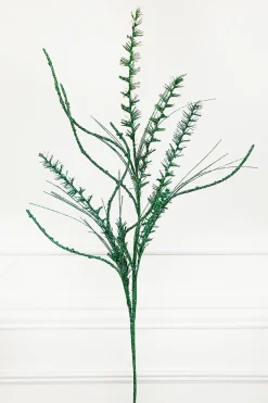 35" Glitter/Mica Mini Leaf/Grass Spray - Green