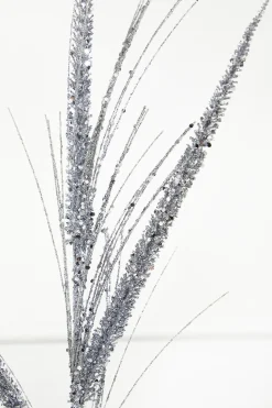 34" Glitter/Mica Triple Spike Grass Spray - Silver