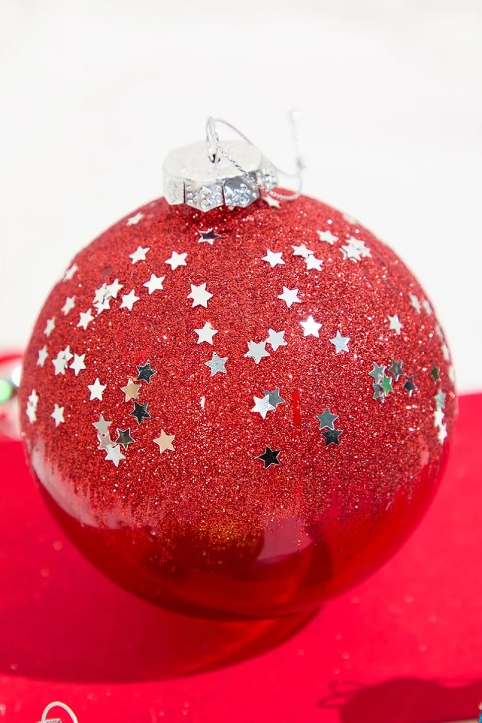 4" Glitter Ornament with Stars