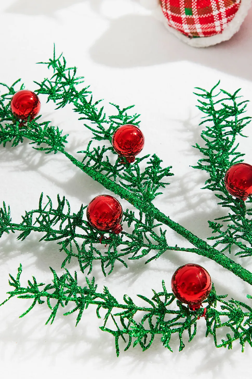 31” Glitter Pine Ball Ornament Spray