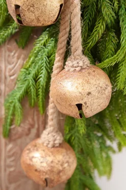18" Gold Iron Jingle Bells & Jute Rope Ornament