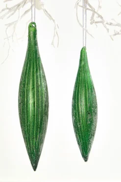 9" Green Glass Ornament
