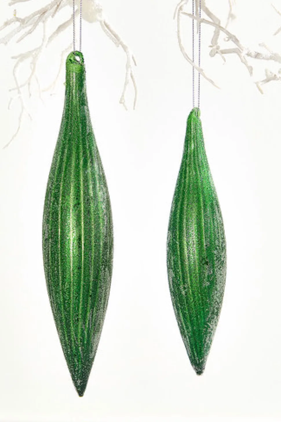 9" Green Glass Ornament