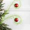 31” Green & Red Glitter Curled Grass Ball Spray