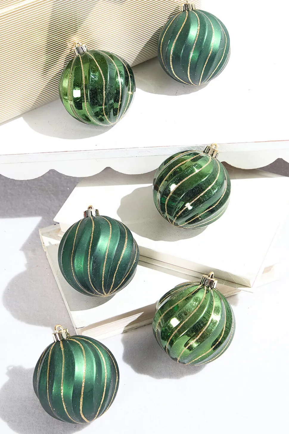3" Green Shatterproof Boxed - Set of 6