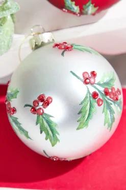 Holly Glass Ornament