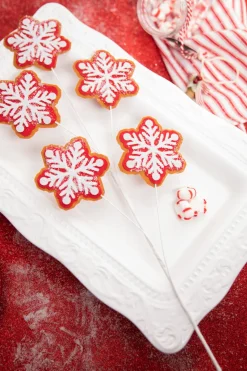 26” Iced Red and White Snowflake Spray